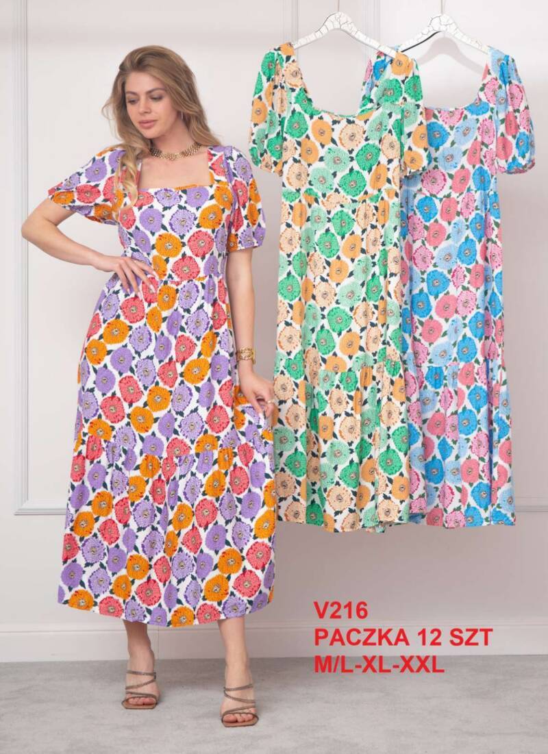 Sukienki damskie Roz M/L-XL-2XL, Mix Kolor .Paczka 12 szt
